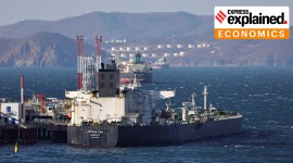 Shun Tai crude oil tanker is seen anchored at the terminal Kozmino in Nakhodka Bay
