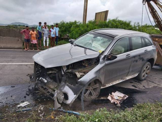 The remains of the car which had crashed, leading to the death of Cyrus Mistry. (File Photo/ANI)