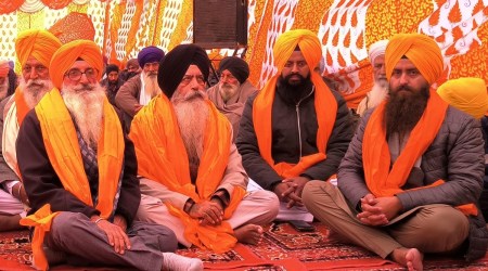 Dal Khalsa leaders at a religious gathering on Sunday. Express