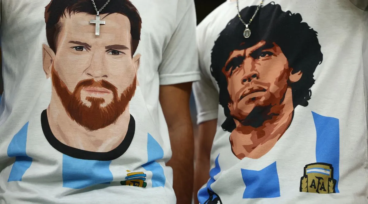 Soccer legend Maradona is cheering Lionel Messi from heaven