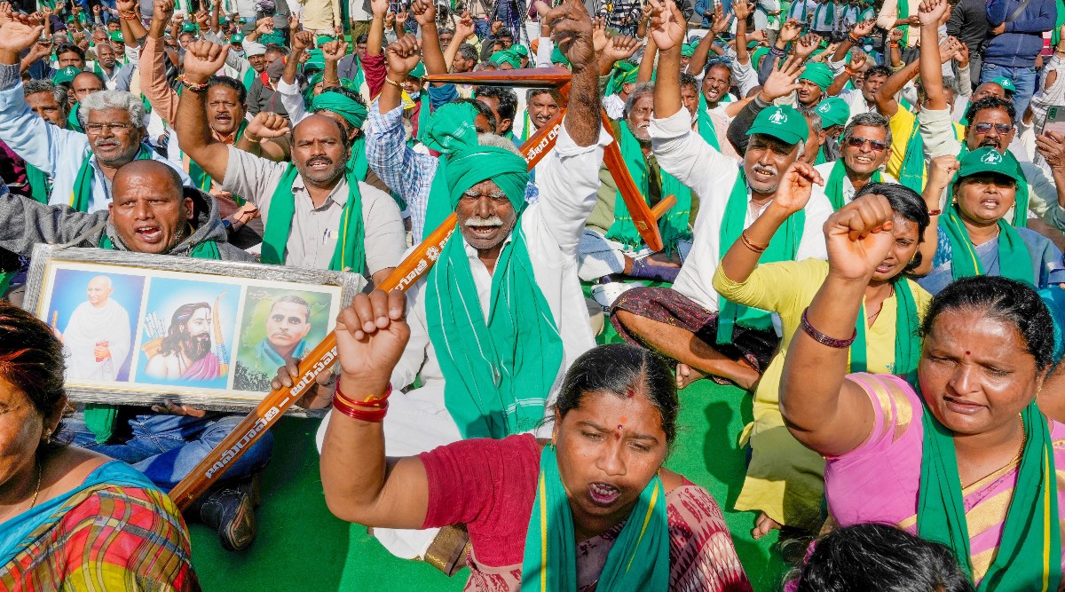  Farmers of Amaravati (Andhra Pradesh during a protest at Jantar Mantar in New Delhi, Saturday, Dec. 17,2022. (PTI Photo/Kamal Singh)