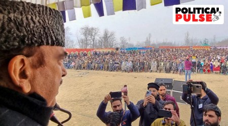 Democratic Azad Party president Ghulam Nabi Azad addresses a public meeting, in Kupwara district, Thursday, Dec. 8, 2022. (PTI)