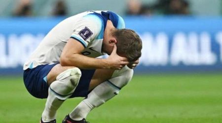 England player Harry Kane in the game against France during the World Cup. (Reuters)