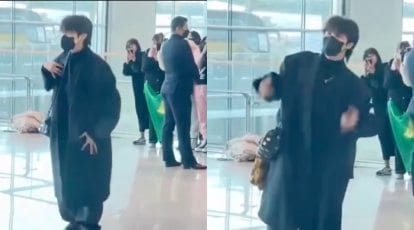 BTS' J-Hope blows kisses and dances at airport as he heads to US