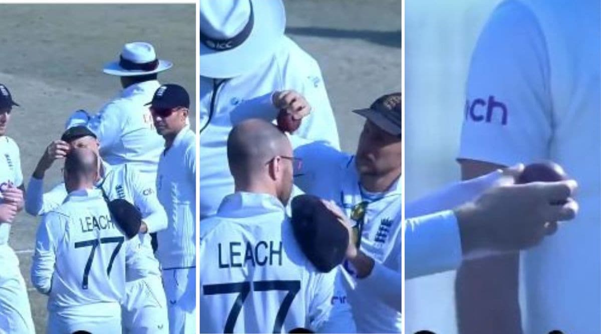 Watch Joe Root shines ball on Jack Leach’s sweating head Cricket News The Indian Express