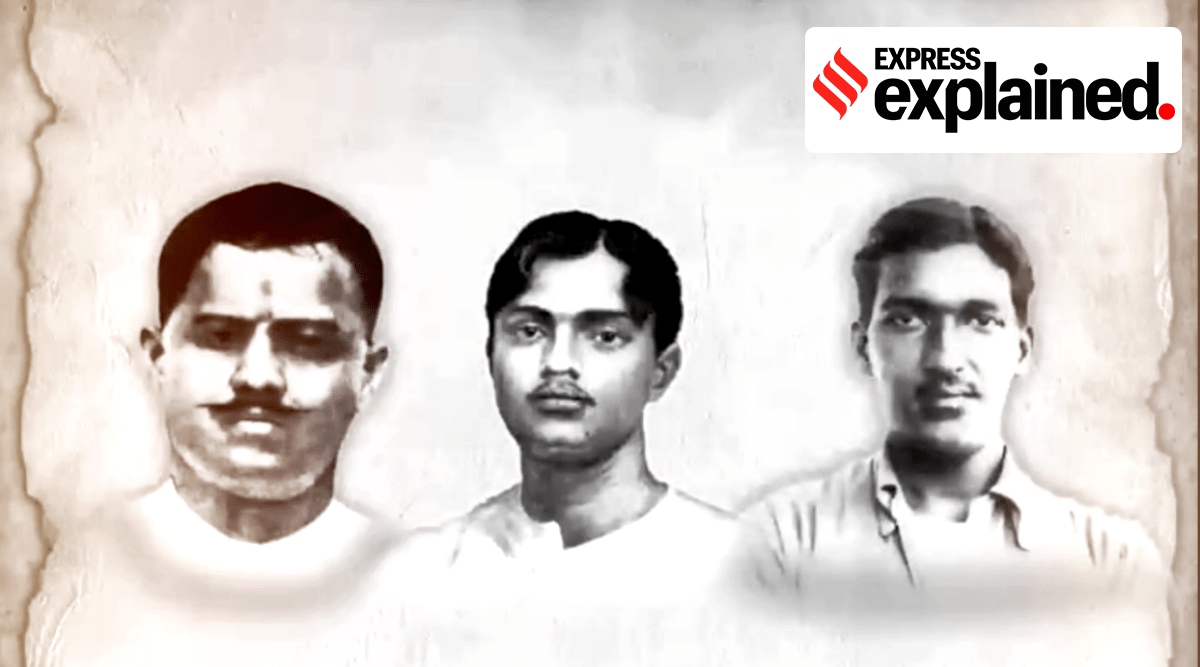 Indian freedom fighters Ram Prasad Bismil, Rajendranath Lahiri and Ashfaqullah Khan