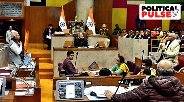 Chief Minister Khattar and Leader of Opposition Hooda took each other on verse for verse, with a little bit of prose thrown in, mixing in veiled messages. (Express photo by Jasbir Malhi)
