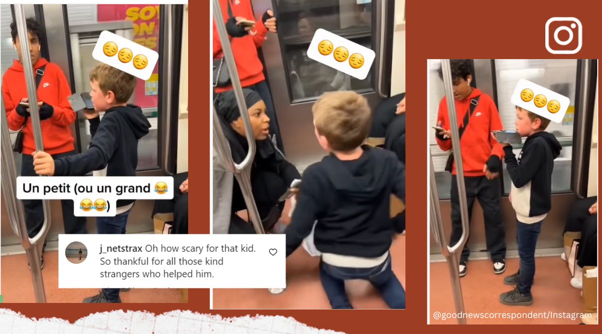 Kind stranger helps calm down boy after he lost his parents on metro in France, kindness, help, stranger, heartwarming, viral, trending, Indian Express