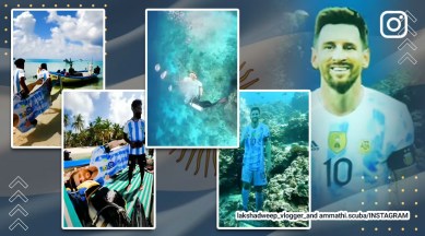 Messi fans, Lionel Messi, Argentina wins world cup, fifa 2022, messi's underwater cutout, underwater cutout of Messi, indian express
