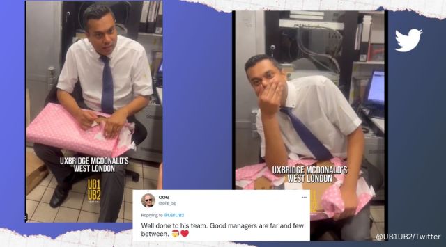 McDonald’s employees gift a laptop to their manager on Christmas, surprise, McDonald's manager surprised by his team on Christmas, Asus Chromebook laptop, Uxbridge McDonald’s in West London, UK, viral, trending, Indian Express