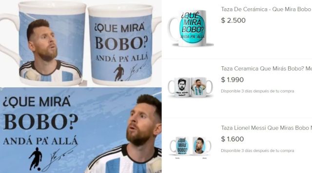 Screengrab: Online merch on Mercado Libre already has multiple products inked with the Messi phrase post the Argentina-Netherlands World Cup quarterfinal.