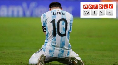 Leo Messi on his knees