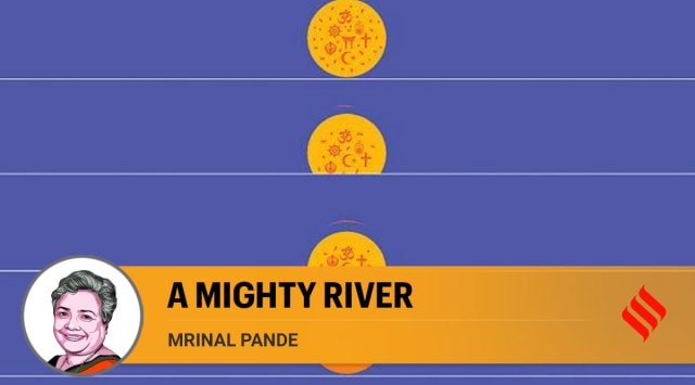 Today’s peddlers of Hindutva seem trapped in spectacles made for the visual media: Bhakts crowding for maha aartis on the banks of rivers and mountain valleys that they have polluted and killed. (Illustration: CR Sasikumar)