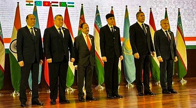 National Security Advisor Ajit Doval with Afghanistan’s Ambassador to India Farid Mamundzay Farid Mamundzay and other delegates during the first India-Central Asia meeting of national security advisors and secretaries of security councils, in New Delhi, Tuesday, Dec. 6, 2022. (PTI Photo)