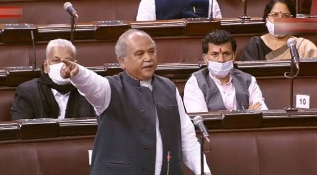 Union Agriculture Minister Narendra Singh Tomar during a discussion in Rajya Sabha on farmers' issue on February 6, 2021 (PTI/FILE)