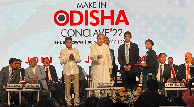 Odisha CM Naveen Patnaik lays the foundation stone of India's first stainless steel park to be built by Jindal Stainless Limited in the state at an estimated investment amount of Rs 1,500 crore, during Make in Odisha Conclave 2022, in Bhubaneswar on Thursday. (Photo: PTI)