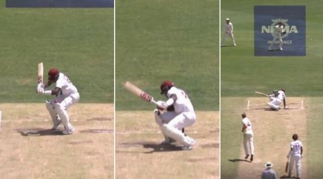 West Indies batter Nkrumah Bonner was hit on the helmet. (Screengrab)