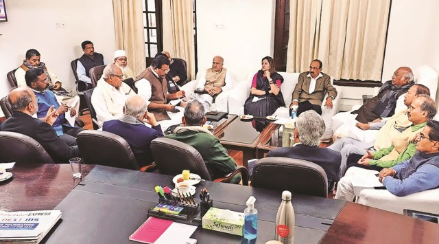 Opposition leaders at a meeting in Parliament on Wednesday to chalk out a joint strategy on the India-China tussle. (ANI)
