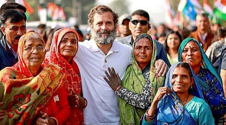  Congress leader Rahul Gandhi with supporters during the party's 'Bharat Jodo Yatra', in Ujjain district, Friday, Dec. 2, 2022. (PTI Photo)