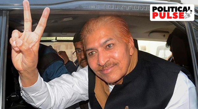 Rashtriya Lok Dal (RLD) candidate Madan Bhaiya flashes the victory sign after winning the Khatauli Assembly by-elections, in Muzaffarnagar district, Thursday, (PTI) 