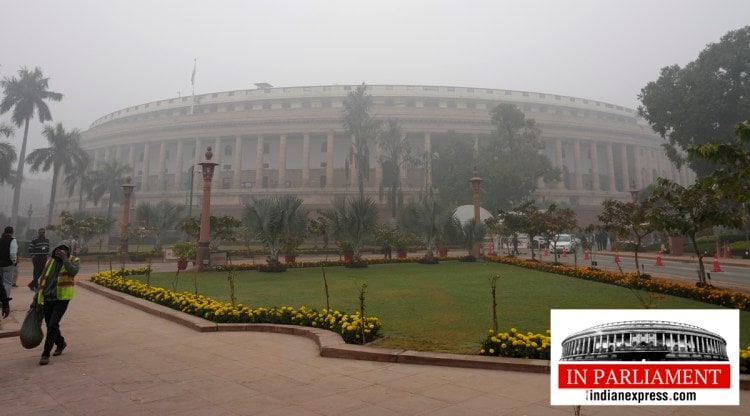 The Parliament House building, shrouded in a thick layer of fog, on a cold winter morning, in New Delhi, December 20, 2022. (PTI)