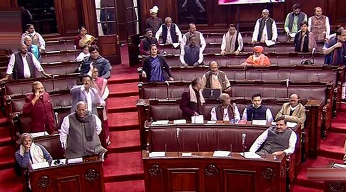 Parliamentarians in the Rajya Sabha during the ongoing Winter Session of Parliament, in New Delhi, Tuesday, Dec. 20, 2022. (PTI Photo)