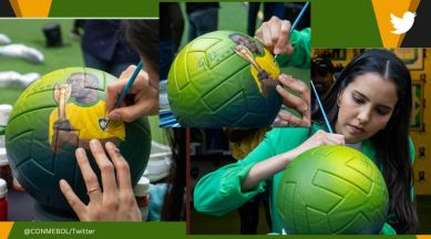 Paraguayan artist paints football depicting Brazilian legend Pele kissing FIFA World Cup trophy, FIFA World Cup 2022, Qatar, Lili Cantero, Lionel Messi, football, viral, trending, Indian Express