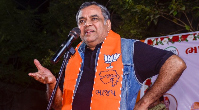 Paresh Rawal addresses a rally in Surat. (PTI)