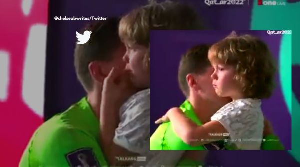 Poland goalkeeper Wojciech Szczesny consoles son after world cup elimination, Poland player consoles crying son after losing FIFA match. FIFA World Cup 2022, Poland vs France FIFA 2022, FIFA 2022 viral videos, indian express
