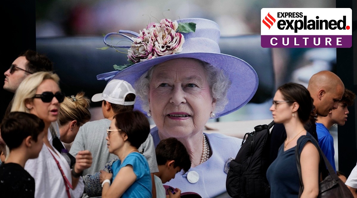 A collage of Queen Elizabeth and modern day British people.