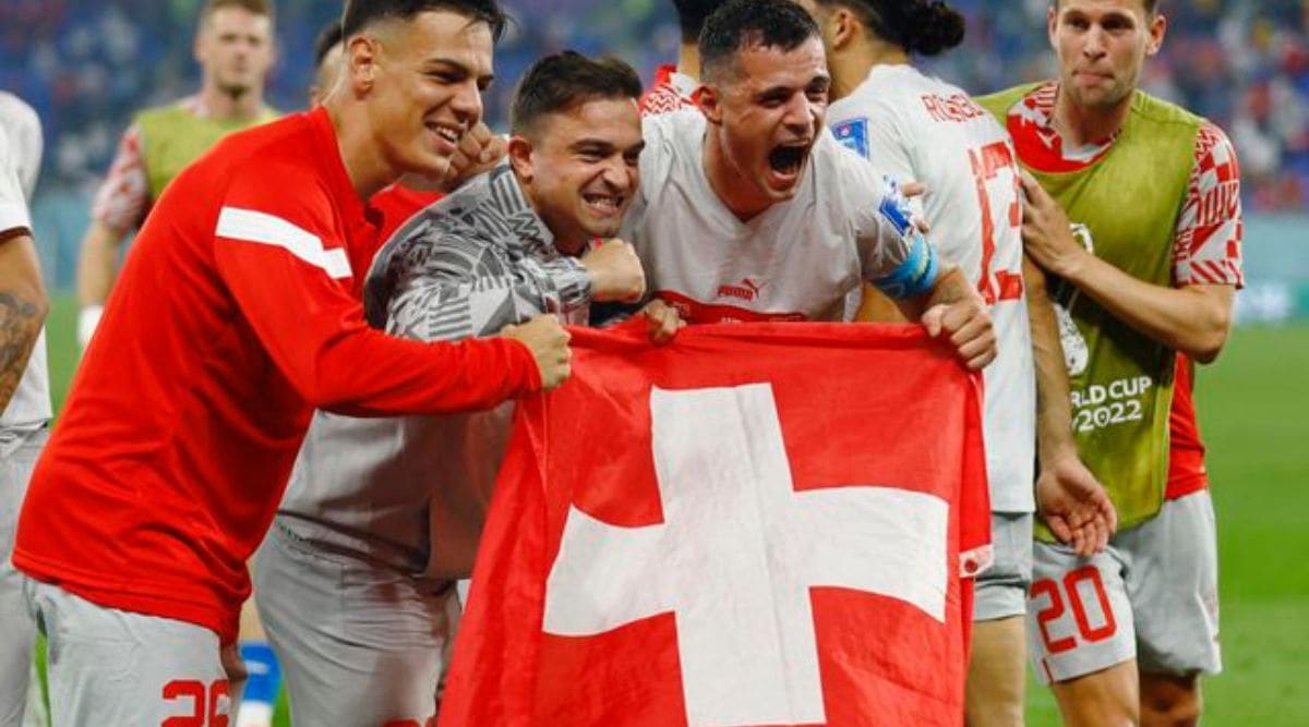 Granit Xhaka of Switzerland is attacked by Nikola Milenkovic of News  Photo - Getty Images