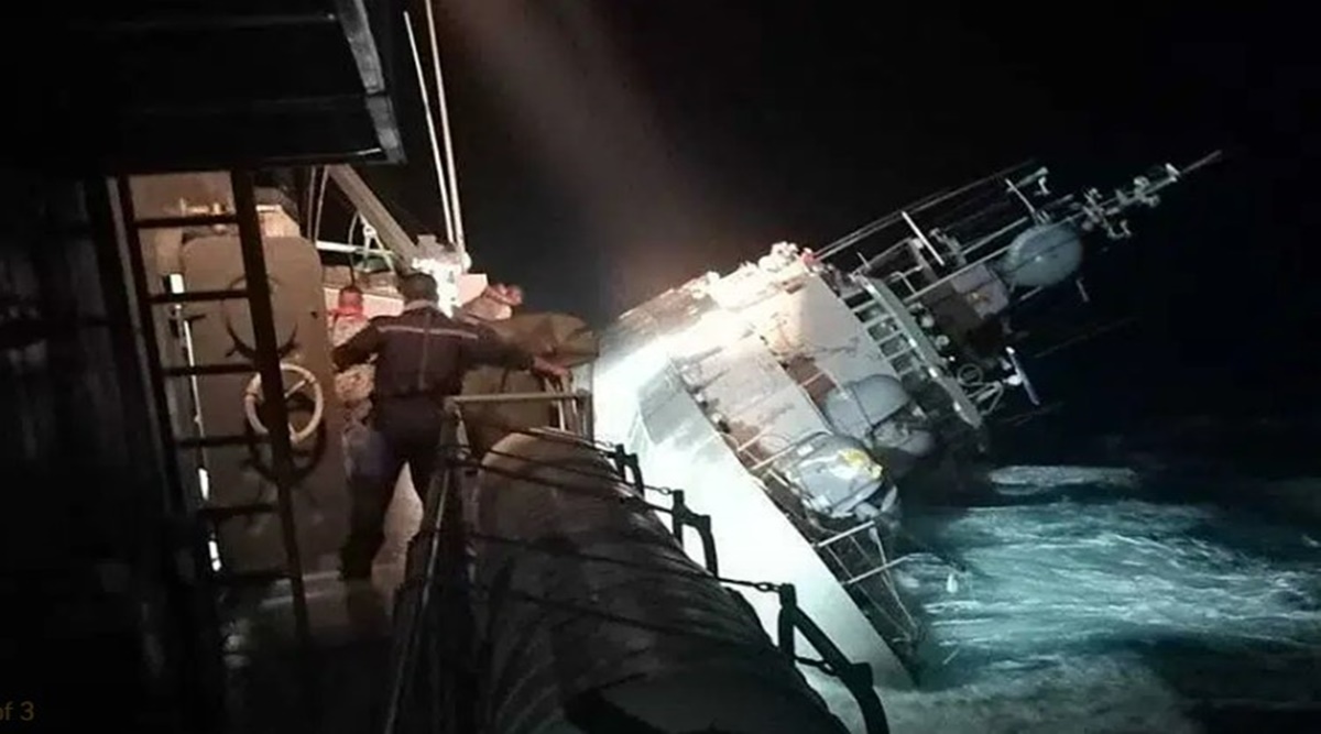 As of noon, 75 sailors from the HTMS Sukhothai corvette had been rescued and 31 were still in the water, the navy said.  (AP)