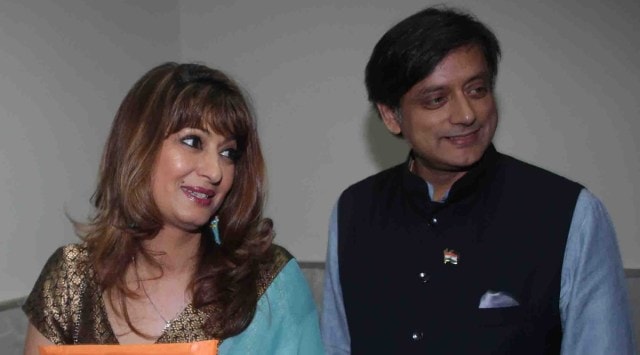 File photo of Shashi Tharoor with his late wife Sunanda Pushkar. (Express Archive)