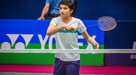 India shuttler Unnati Hooda in action at the Badminton Asia U-17 & U-15 Junior Championships . (Source : PTI)