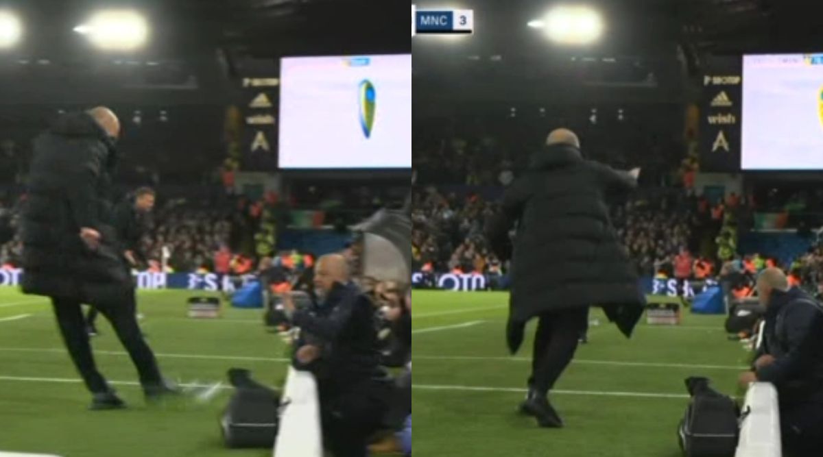 Watch: Frustrated Guardiola gives a boot to his anger, apologises immediately