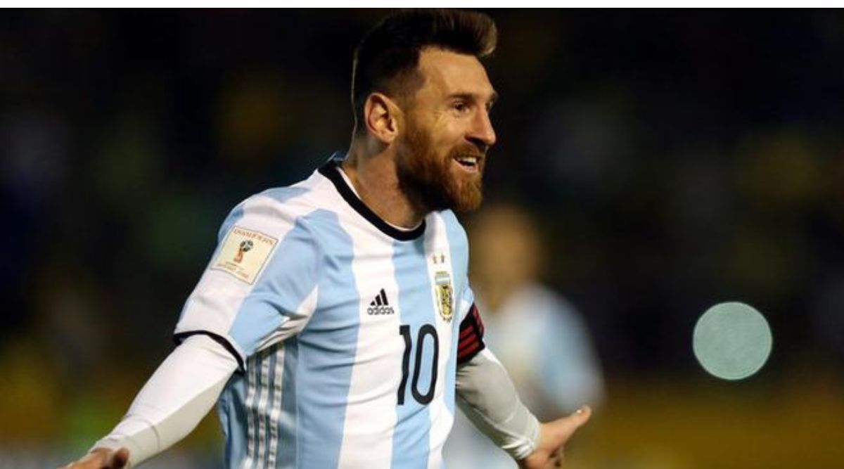 Argentina's Lionel Messi celebrating