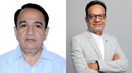 Hasmukh Adhia (Right), who is a former finance secretary in the Union government, has been appointed as the chief advisor and fellow retired bureaucrat SS Rathore (Left) as the advisor. (Express Photo)