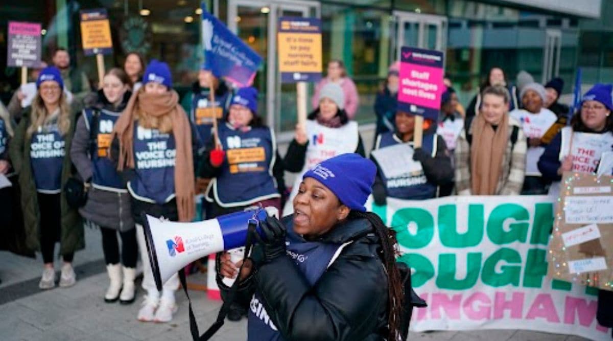 Outside the Queen Elizabeth Hospital in Birmingham, England, Tuesday, Dec. 20, 2022. (Photo: AP)

