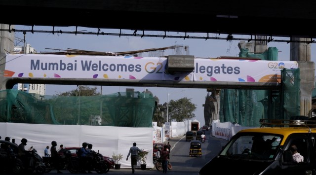 White curtain-like barricades have come up at several spots between Santacruz and Borivali in Mumbai as a security measure, said BMC. (Express photo by Pradip Das)