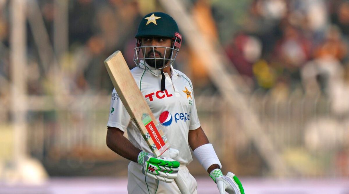 Pakistan's Babar Azam reacts as he walks off the field after his dismissal during the fourth day of the first test cricket match between Pakistan and England, in Rawalpindi, Pakistan, Sunday, Dec. 4, 2022. (AP Photo/Anjum Naveed)