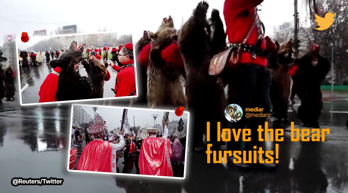 Urmărește: În această tradiție unică de Anul Nou, oamenii din România dansează în costume de urs