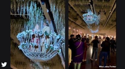 Watch: Netizens unimpressed with bride's bizarre floating wedding entry |  Trending News,The Indian Express