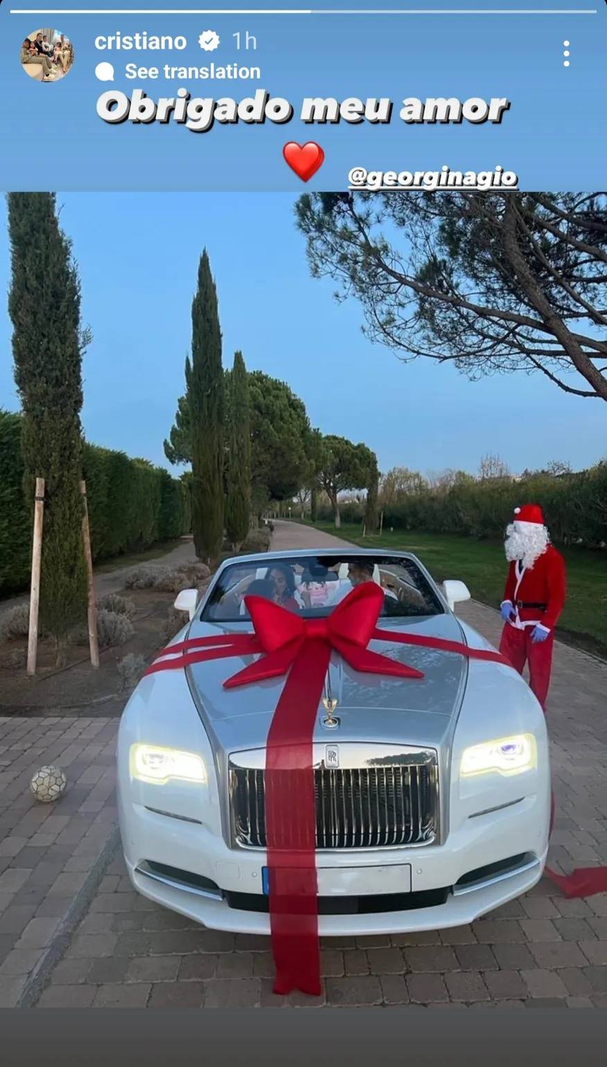 Georgina Rodriguez gifts Cristiano Ronaldo luxury £300,000 Rolls Royce Dawn  convertible during family Christmas | The US Sun