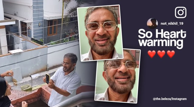 Dad’s wholesome reaction while recording daughter's video, proud dad videos, best dad-daughter videos, viral wholesome Instagram videos, viral family videos, indian express