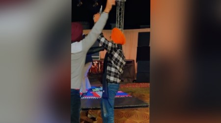 A videograb if the incident showing Parwinder Singh firing shots in the air. 