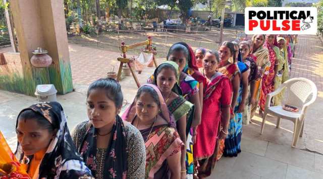 People exercise their voting rights in a district of Gujarat in the first phase of elections. (Express Photo)