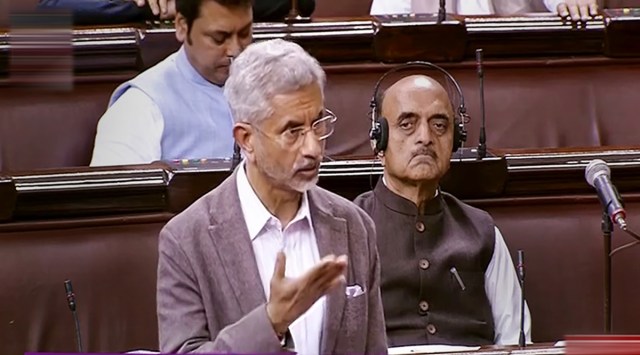 External Affairs Minister S. Jaishankar speaks in the Rajya Sabha during the Winter Session of Parliament, in New Delhi, Wednesday, Dec. 21, 2022. (PTI)