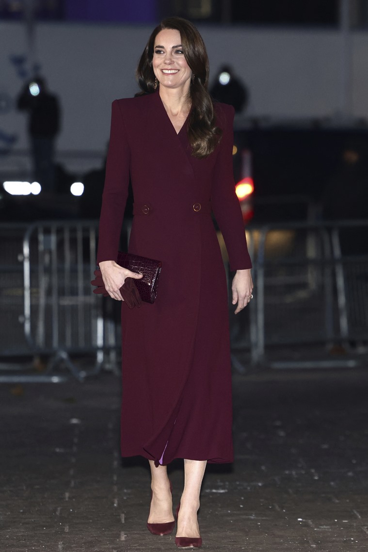 Kate middleton maroon dress best sale