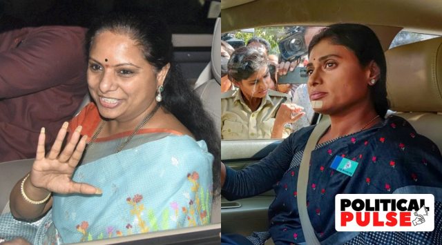 K Kavitha (left), the daughter of Telangana Chief Minister K Chandrashekar Rao, and Y S Sharmila, the sister of present Andhra CM Y S Jagan Mohan Reddy. (PTI)