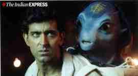 Actor Hrithik Roshan with Alien (Jadoo) in film Koi Mil Gaya. Express archive photo